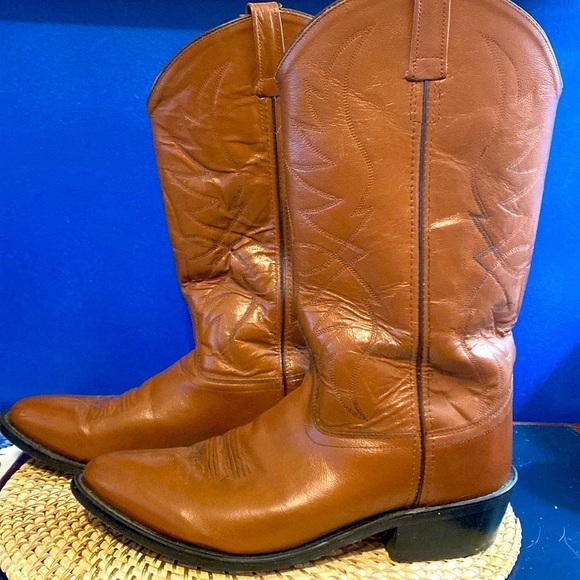 Old West SCM7017  Brown Leather Cowboy Boots Mens Size 10 D - Picture 1 of 6